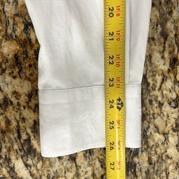 Robert Graham White Cotton Damask Long Sleeve Button Down Shirt Size 2XL - Picture 11 of 12